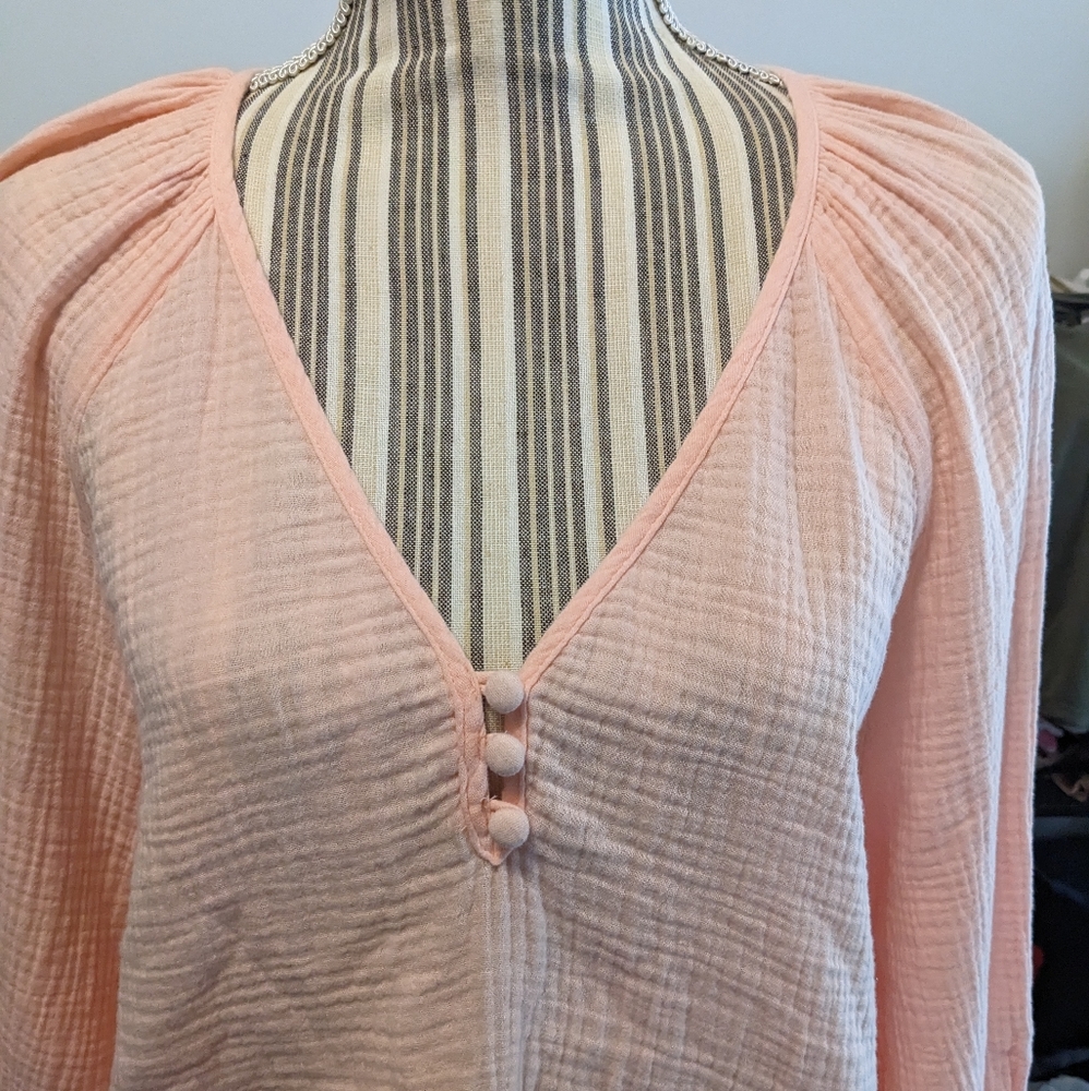 Caslon oversized gauzy cotton  v-neck top long sleeve nwt - Picture 13 of 16